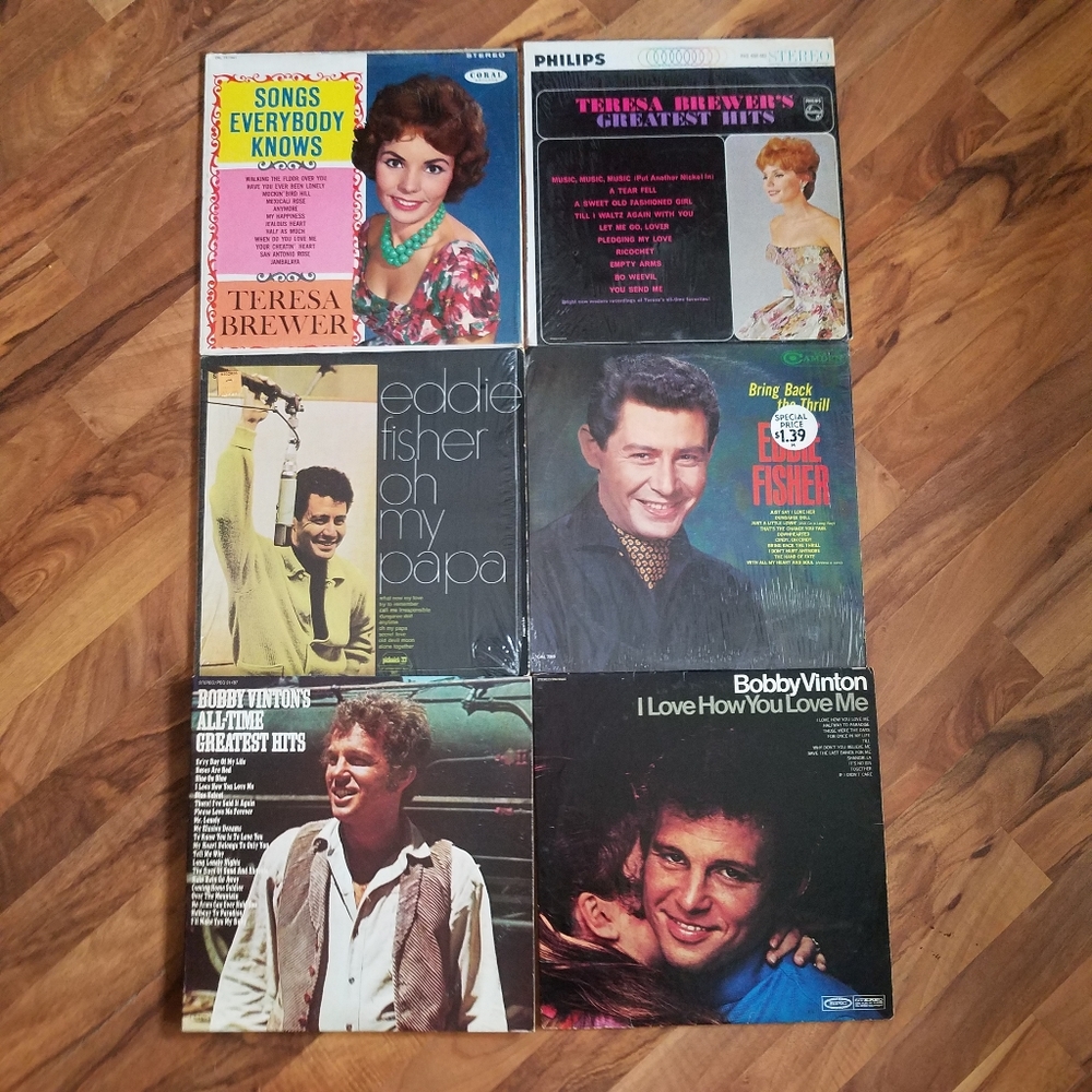 6 Lps record Album Bobby Vinton Eddie Fisher Teresa Brewer Vtg R1